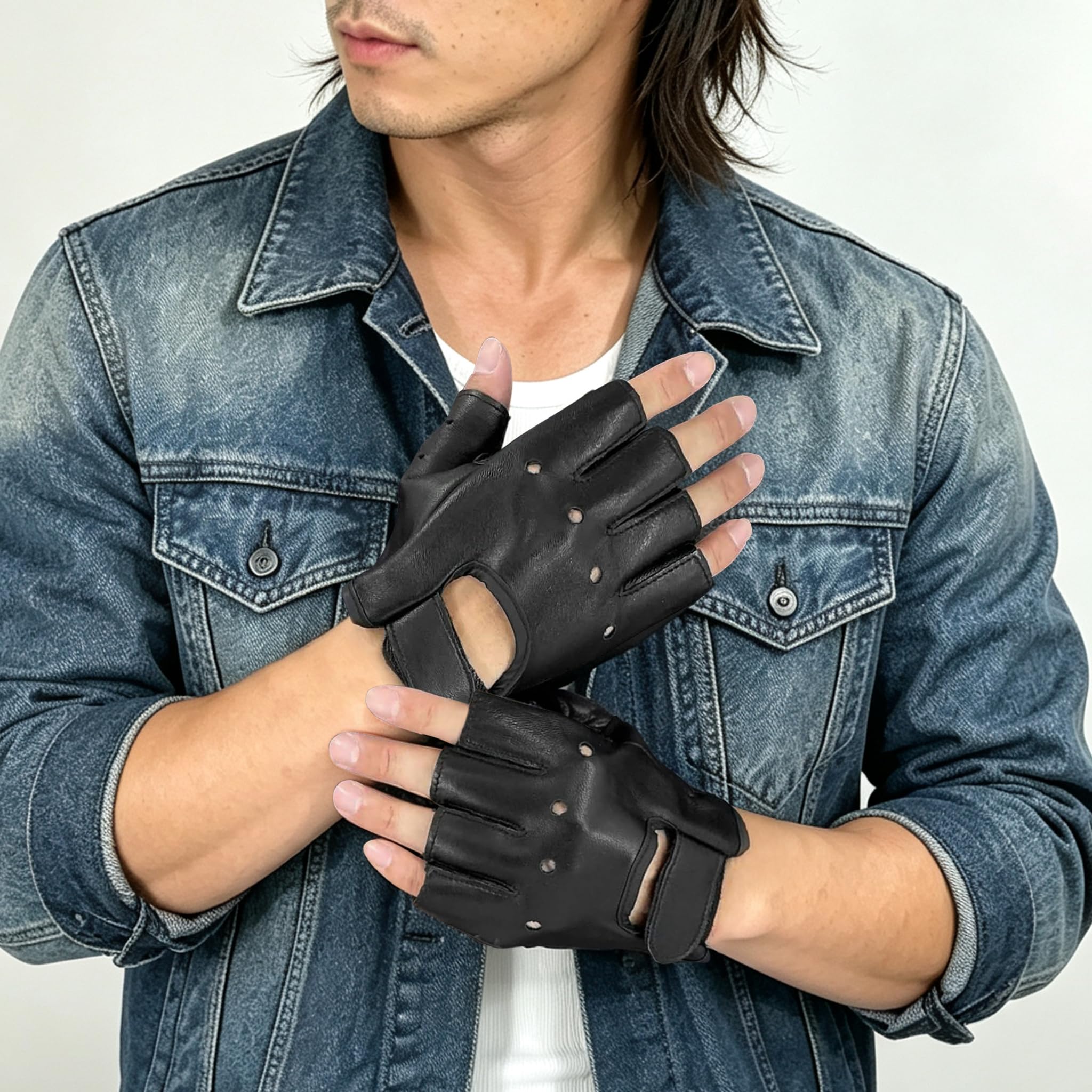 Amazon.co.jp: 革 レザー グローブ ドライビンググローブ 半指 肉厚